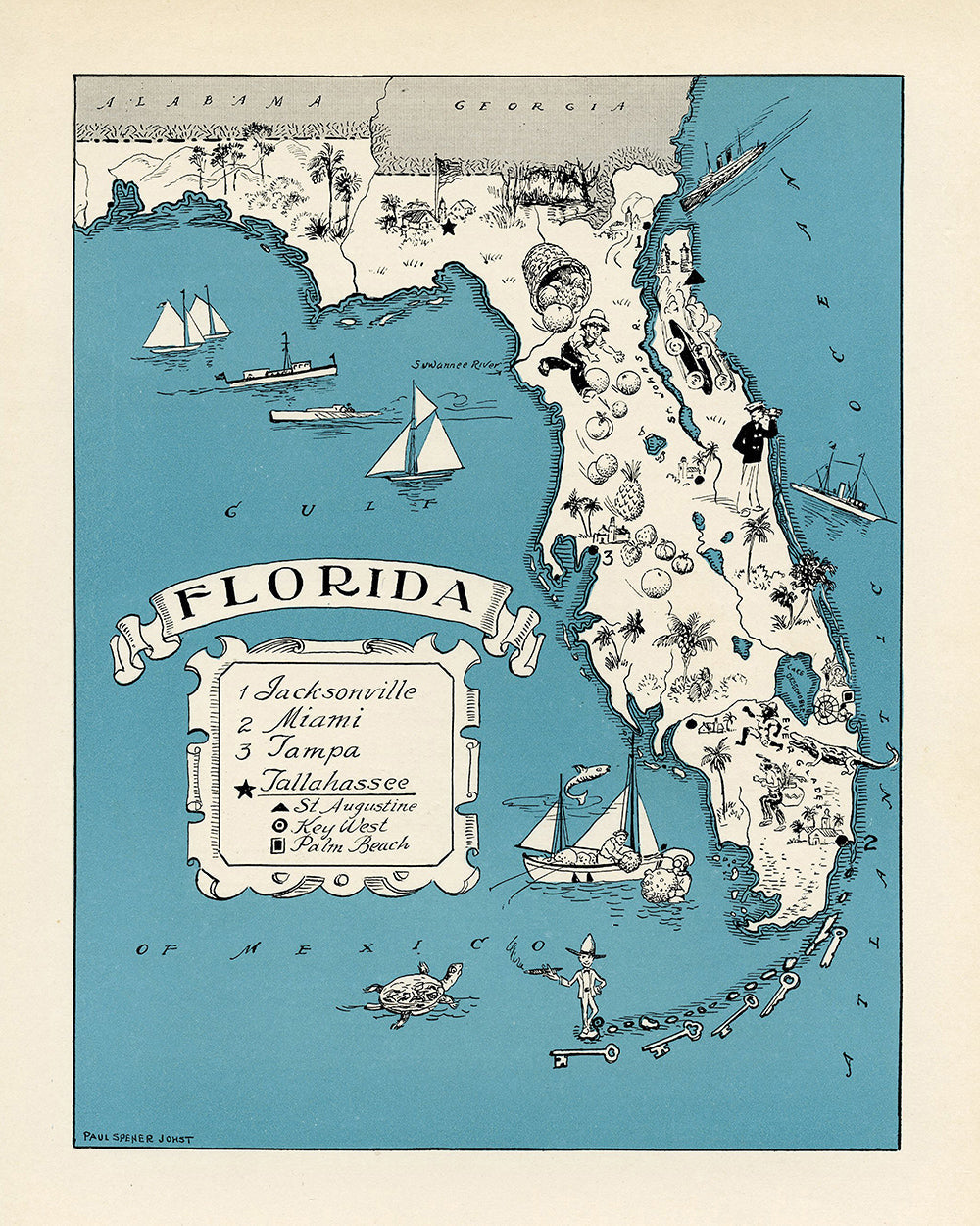 Florida State Pictorial Map